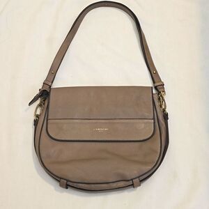 Liebeskind Taupe Leather Crossbody Saddle Bag